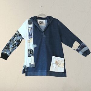 Patchwork Hoodie with Floral Sleeve